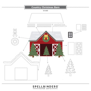 Country Christmas Barn Etched Dies by Annie Williams