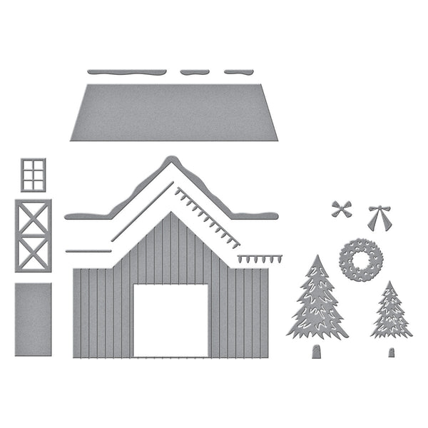 Country Christmas Barn Etched Dies by Annie Williams