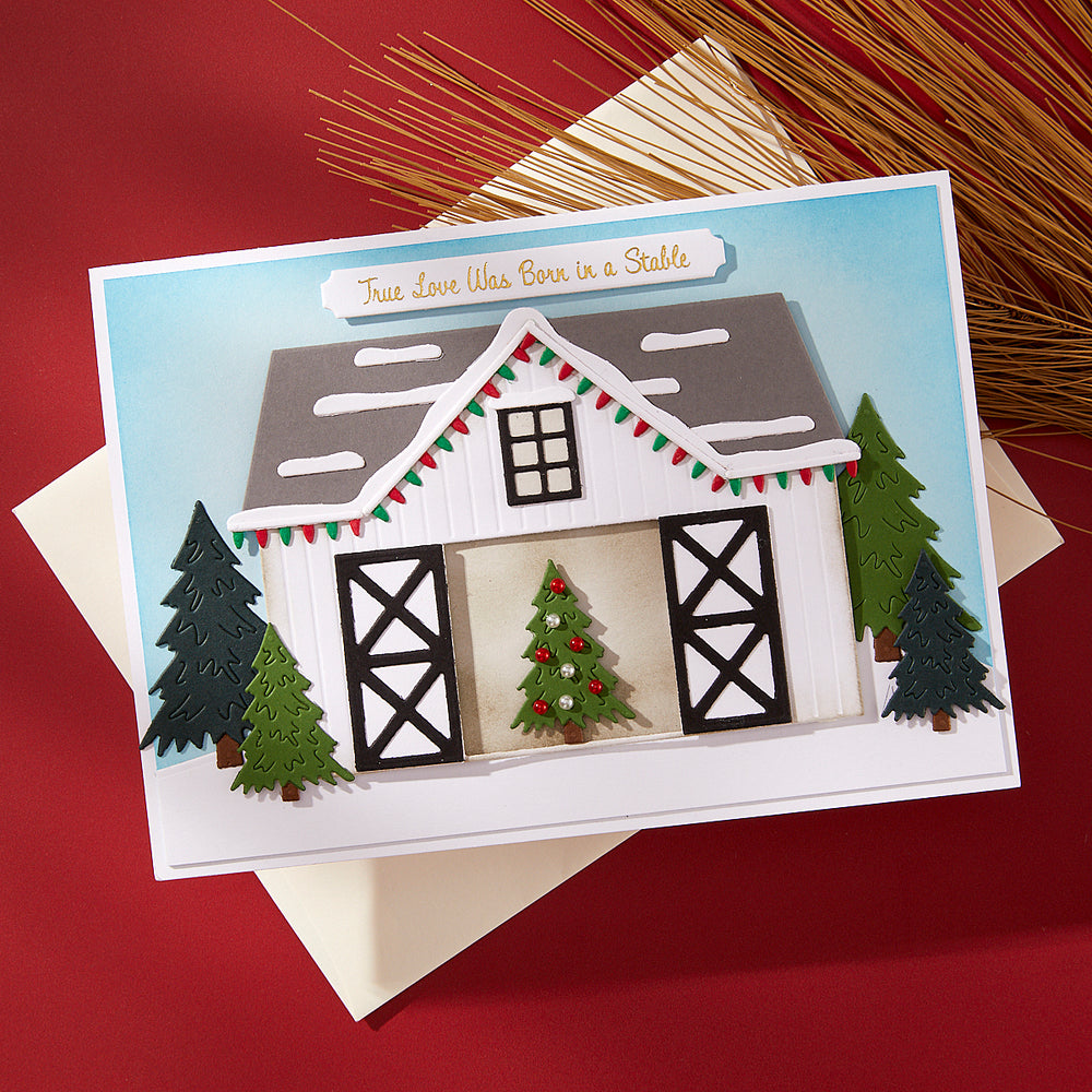 Country Christmas Barn Etched Dies by Annie Williams