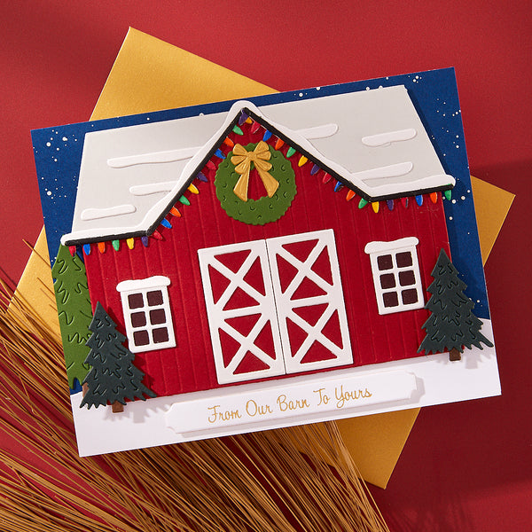 Country Christmas Barn Etched Dies by Annie Williams