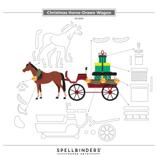 Christmas Horse-Drawn Wagon Etched Dies by Annie Williams