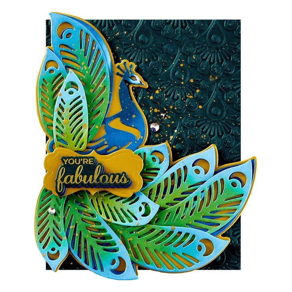 Glorious Peacock Etched Dies from the Peacock Paradise Collection by Dawn Bibby