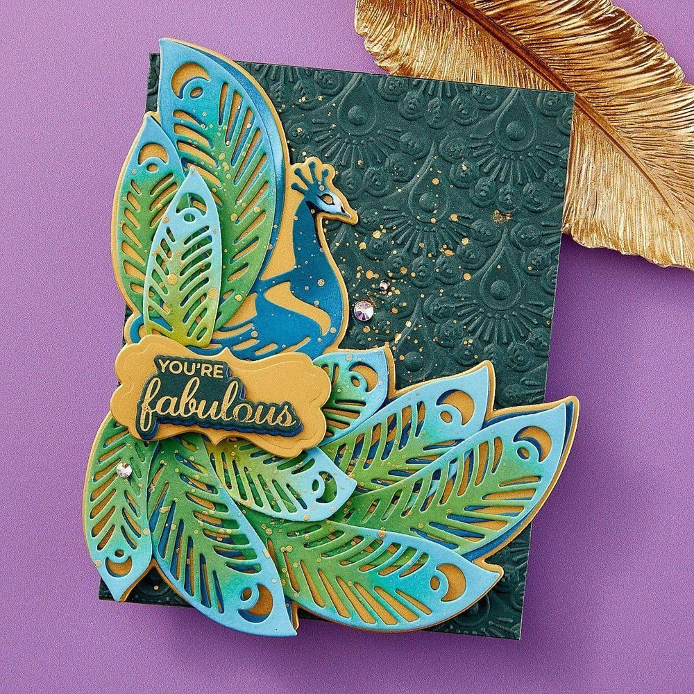 Glorious Peacock Etched Dies from the Peacock Paradise Collection by Dawn Bibby
