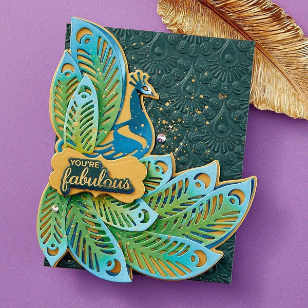 Glorious Peacock Etched Dies from the Peacock Paradise Collection by Dawn Bibby