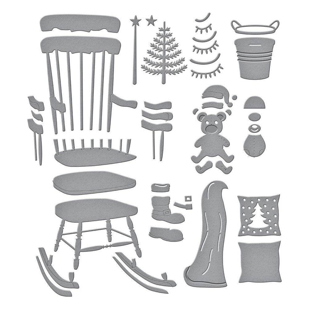 Christmas Rocking Chair Etched Dies by Annie Williams