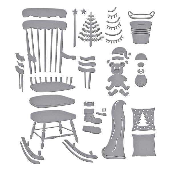 Christmas Rocking Chair Etched Dies by Annie Williams