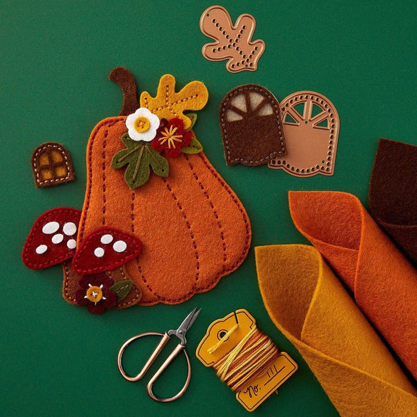 Felt Pumpkin Lane House Etched Dies by Nichol Spohr