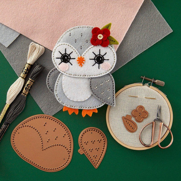 Felt Snowy Owl Etched Dies by Nichol Spohr