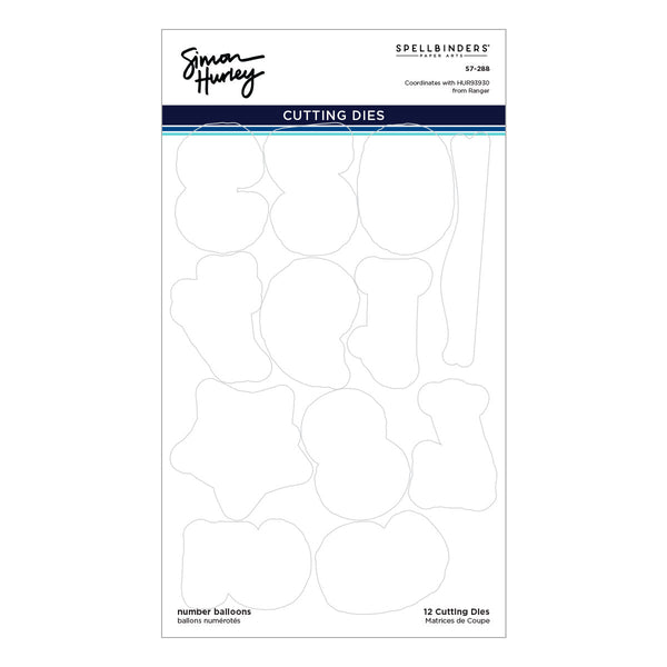 Number Balloons Cling Rubber Stamp and Die Bundle by Simon Hurley
