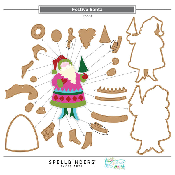 Festive Santa Etched Dies by Lolli & Grace