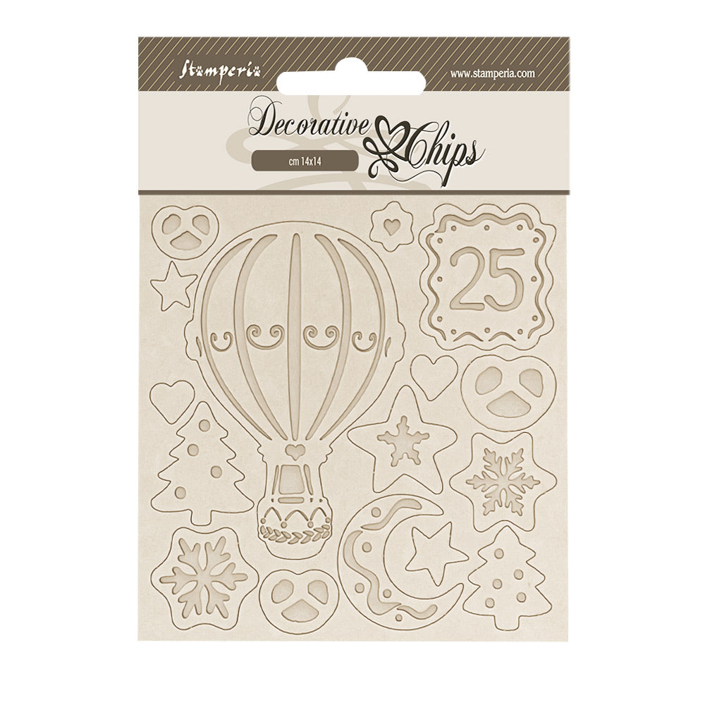 Stamperia Candy Christmas Hot-Air Balloons Decorative Chips