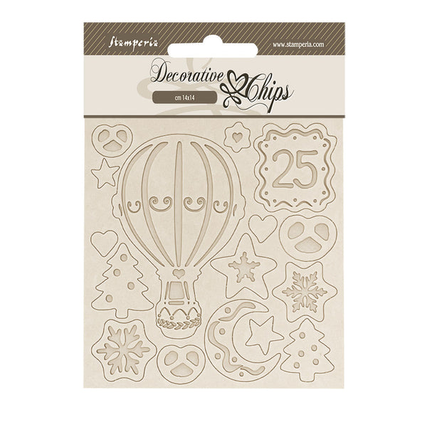 Stamperia Candy Christmas Hot-Air Balloons Decorative Chips