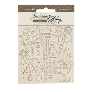 Stamperia Candy Christmas Marzipan Houses Decorative Chips