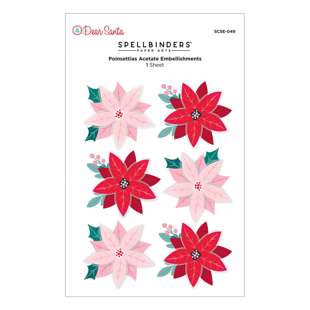 Dear Santa Poinsettias Dimensional Stickers