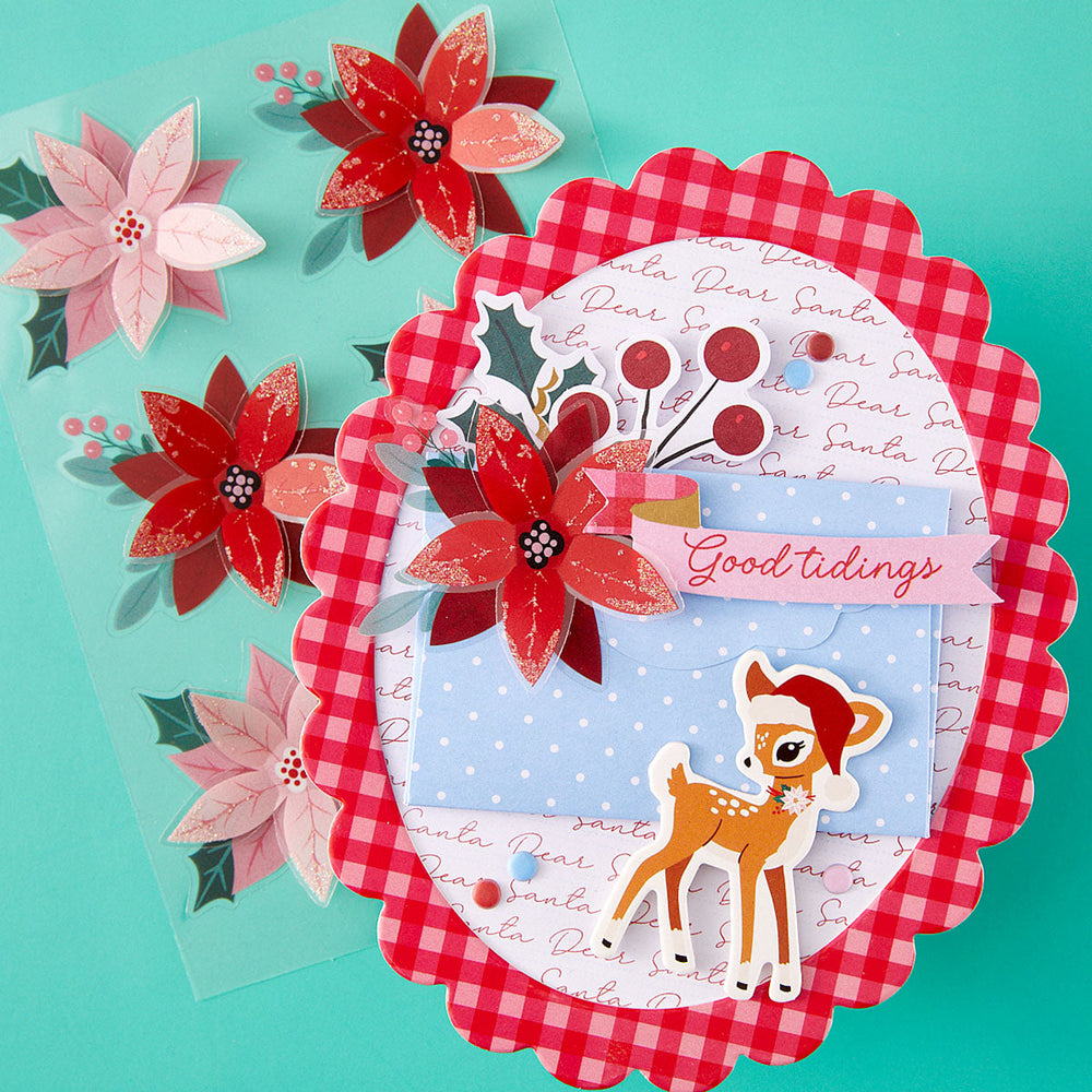 Dear Santa Poinsettias Dimensional Stickers