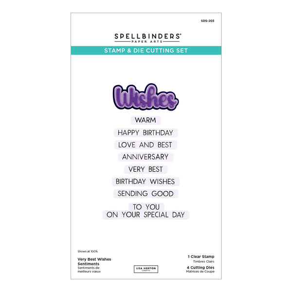 Very Best Wishes Sentiments Clear Stamp & Die Set by Lisa Horton