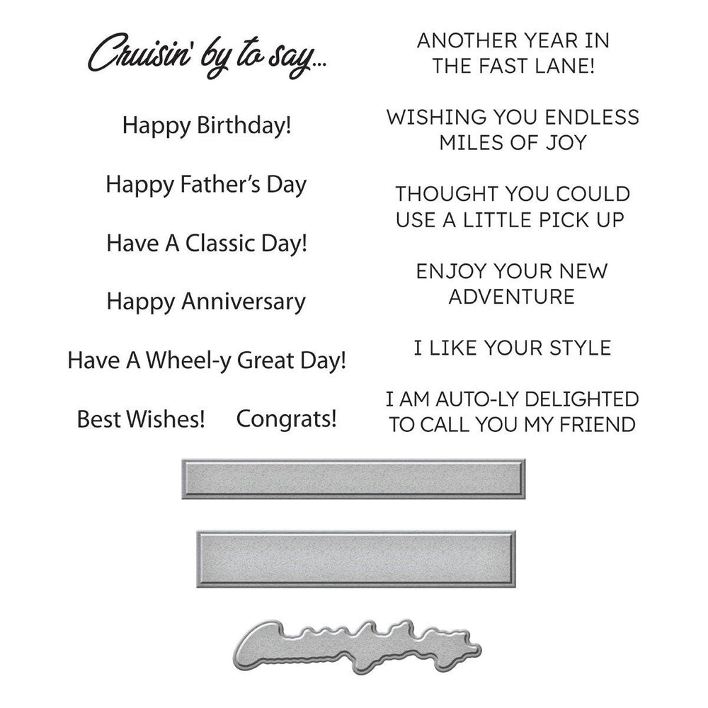 Cruisin' By Sentiments Clear Stamp & Die Set by Mindy Eggen