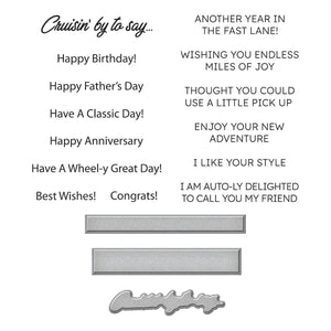 Cruisin' By Sentiments Clear Stamp & Die Set by Mindy Eggen