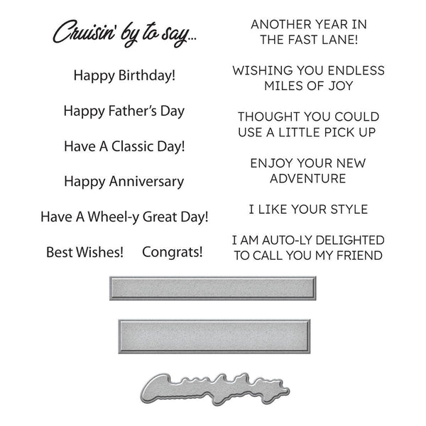 Cruisin' By Sentiments Clear Stamp & Die Set by Mindy Eggen