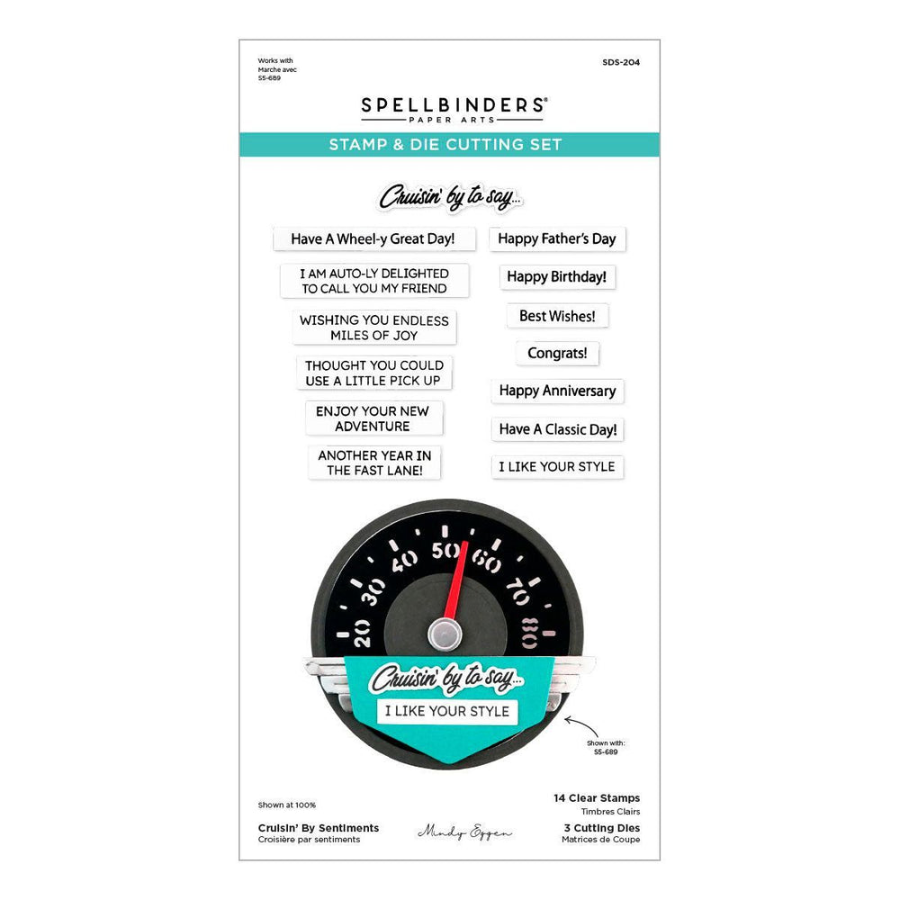 Cruisin' By Sentiments Clear Stamp & Die Set by Mindy Eggen