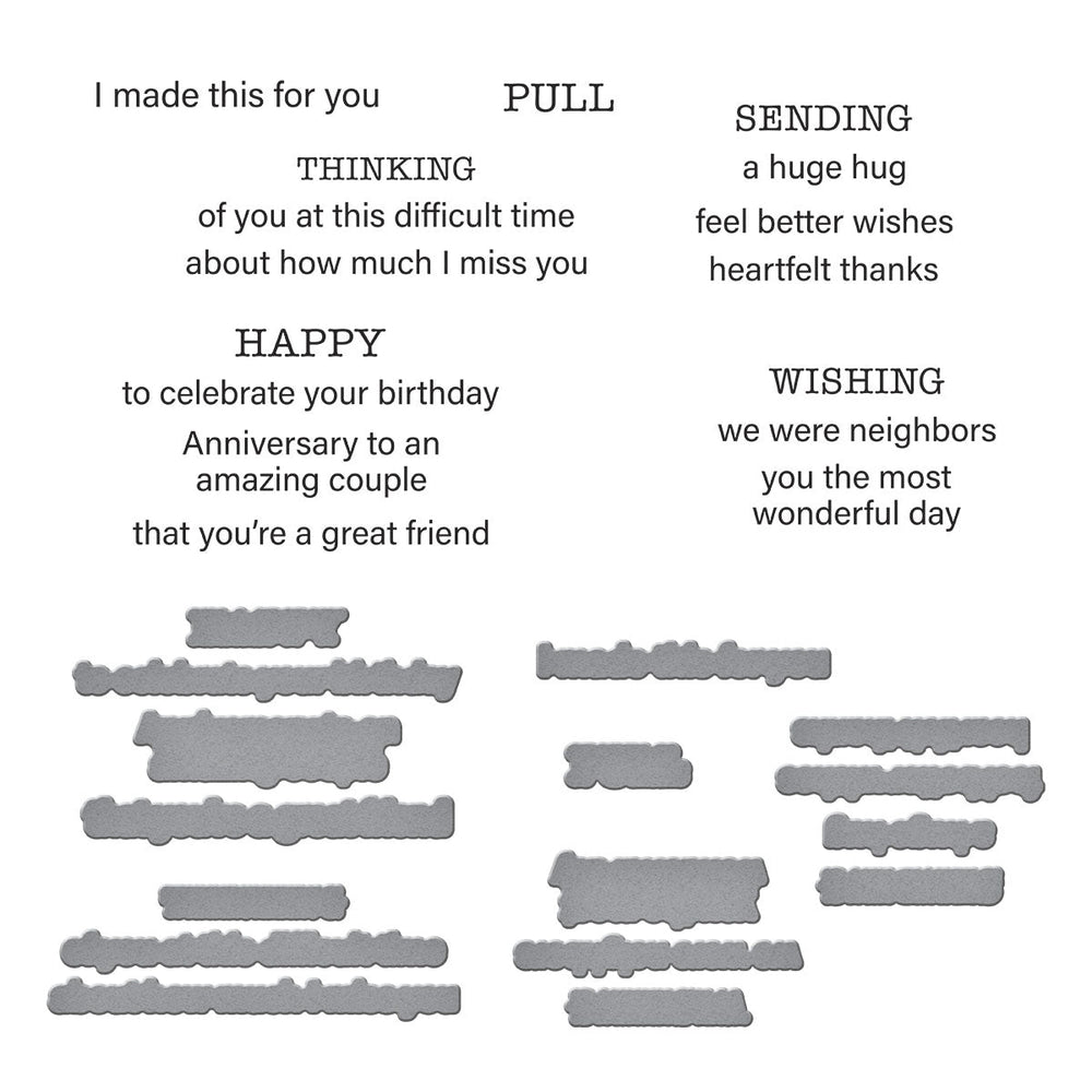 Tabbed In & Out Sentiments Clear Stamp & Die Set by Wendy Vecchi