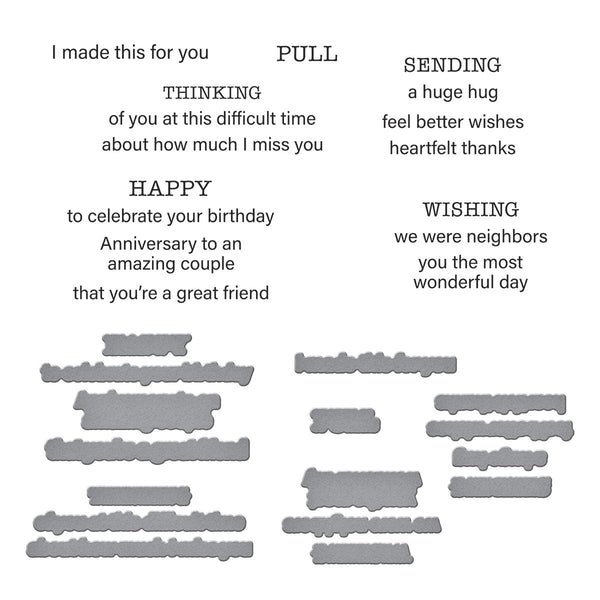 Tabbed In & Out Sentiments Clear Stamp & Die Set by Wendy Vecchi