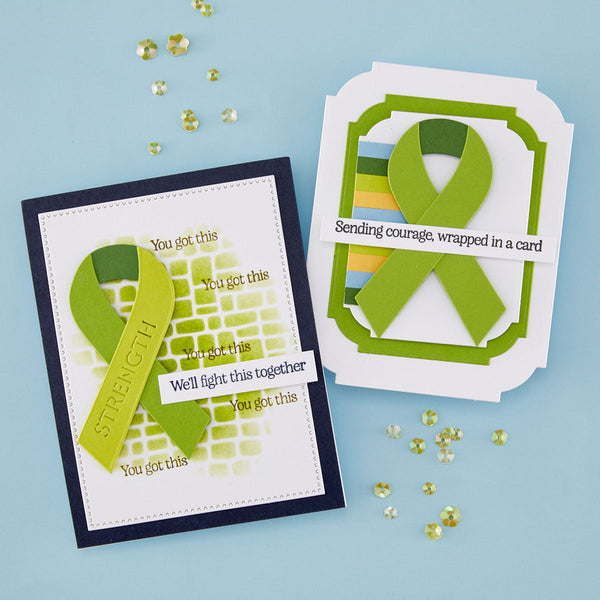 Awareness Ribbon and Sentiments Stamp & Die Set by Sheri Ballantyne