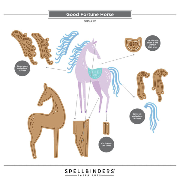 Good Fortune Horse Clear Stamp & Die Set