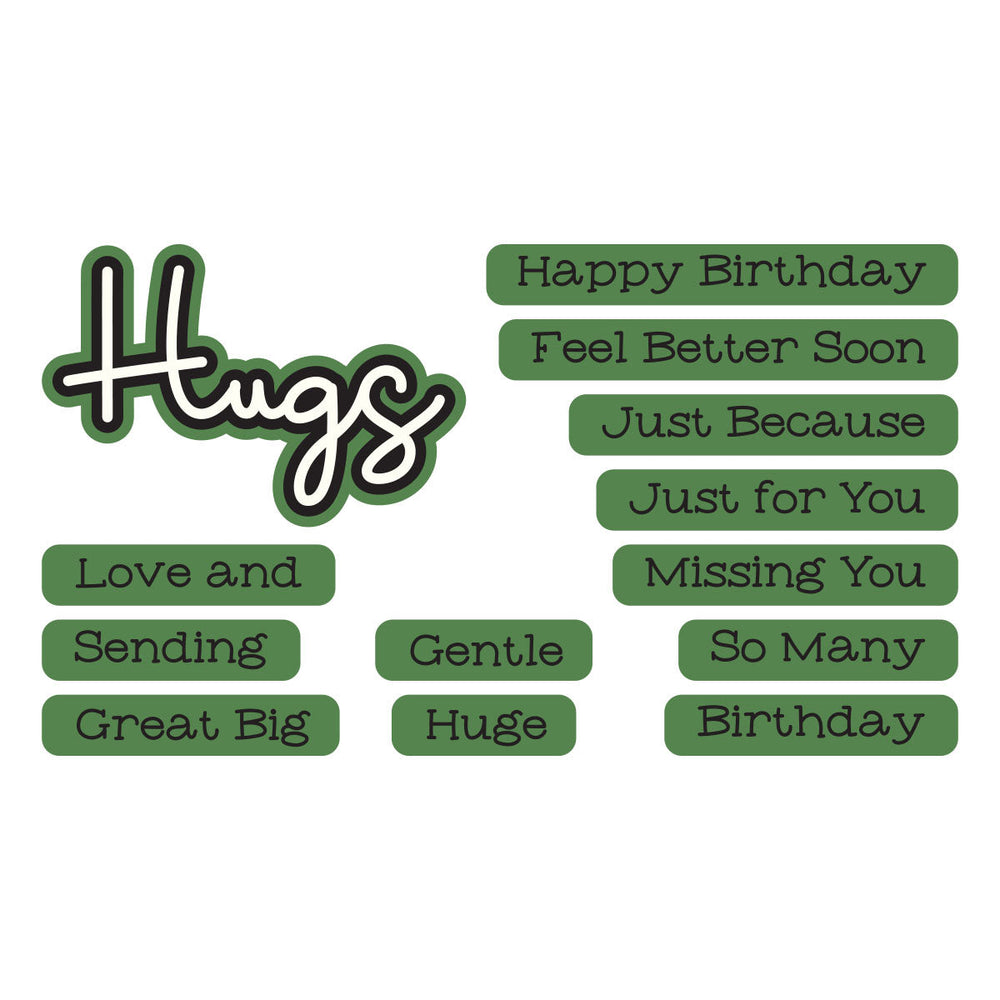 Love and Hugs Sentiments Clear Stamp & Die Set by Lisa Horton