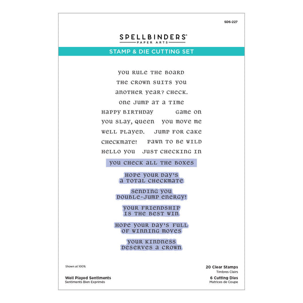 Well Played Sentiments Clear Stamp & Die Set