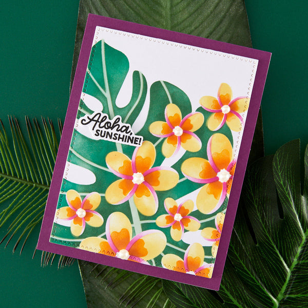 Plumeria Spray Stencil of the Month - finished card project