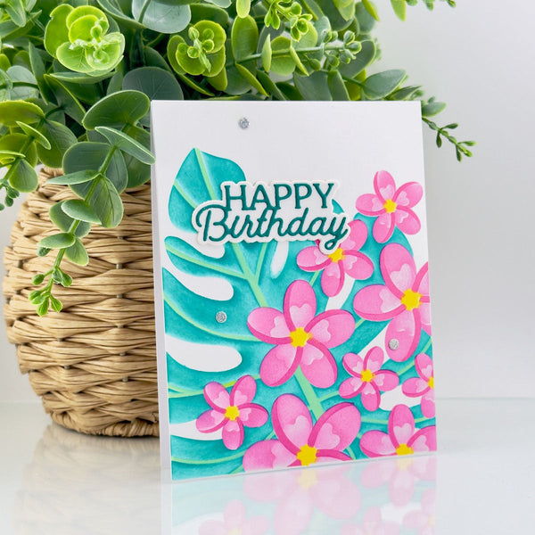Plumeria Spray Stencil of the Month - card project 12