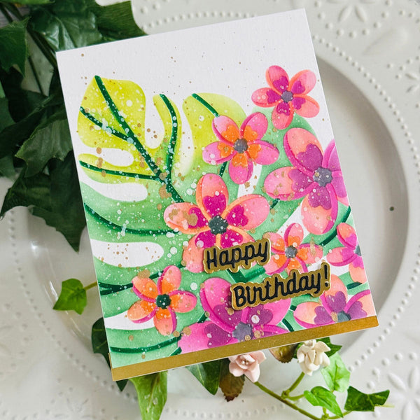 Plumeria Spray Stencil of the Month - card project 7