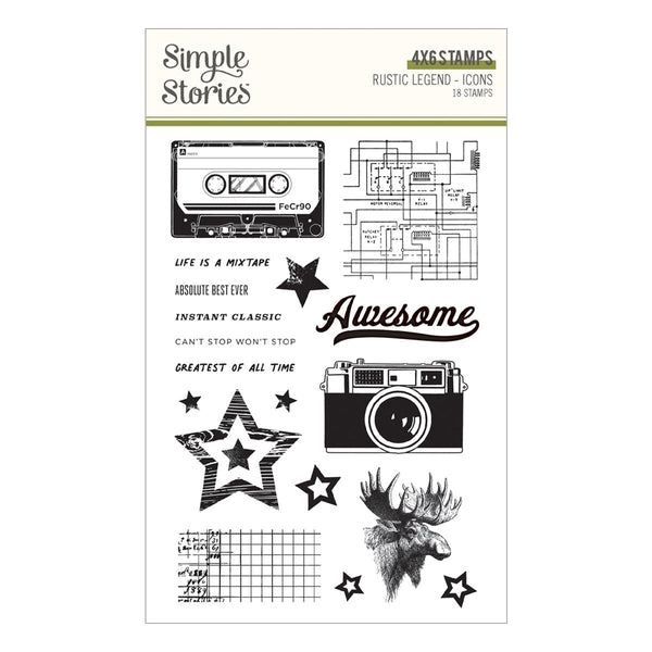 Simple Stories Rustic Legend Icons Clear Stamp Set