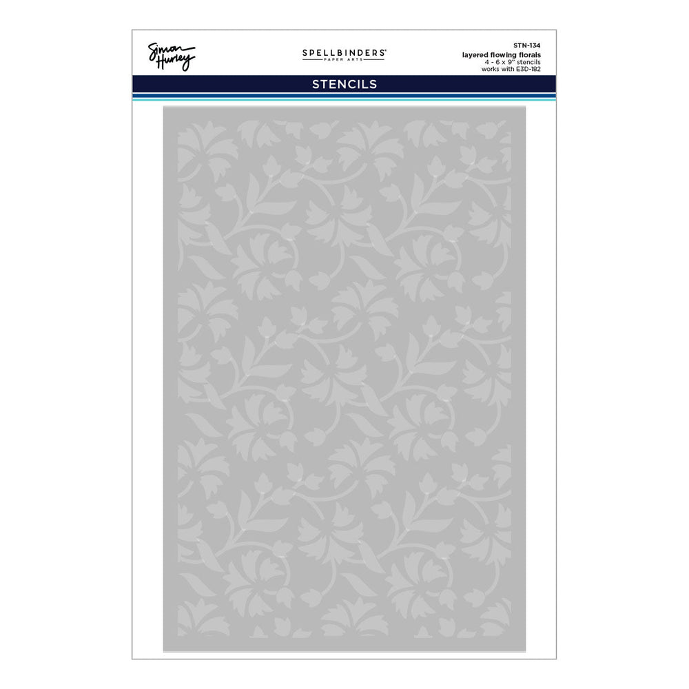 Flowing Florals 3D Embossing Folder and Stencil Bundle by Simon Hurley