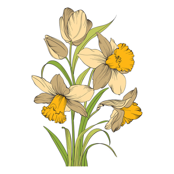 Tulips and Daffodils Press + Foil Plate and Stencil Bundle by Yana Smakula