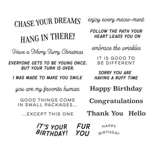 Cats and Pugs Sentiments Clear Stamp Set from the Bibi's Cats and Pugs Collection by Bibi Cameron