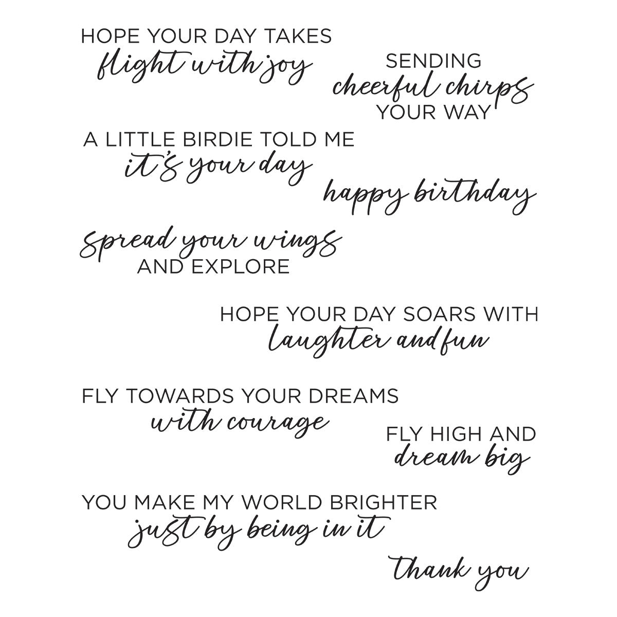 Spread Your Wings Sentiments Clear Stamp Set