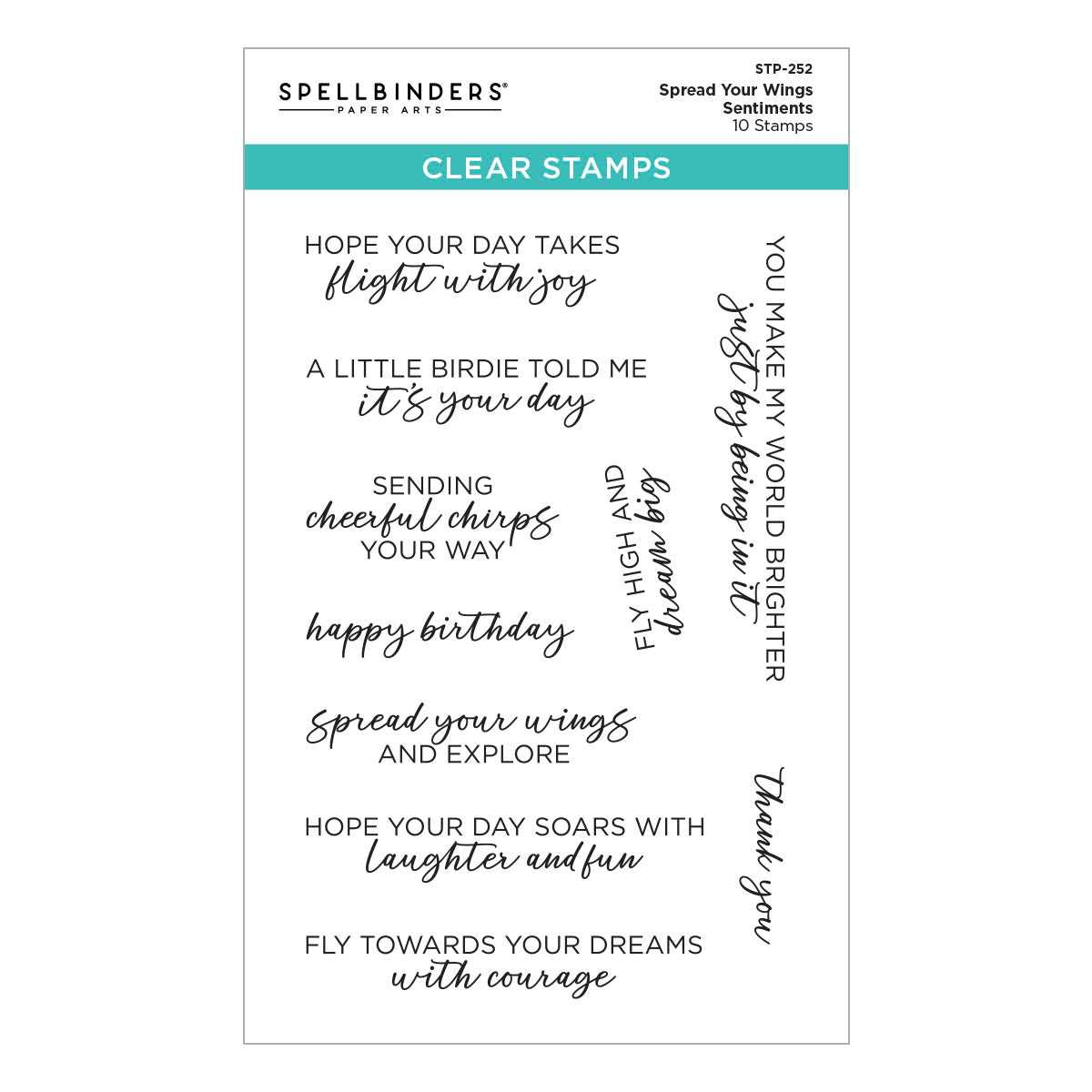 Spread Your Wings Sentiments Clear Stamp Set