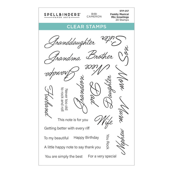 Family Musical Mix Greetings Clear Stamp Set by Bibi Cameron