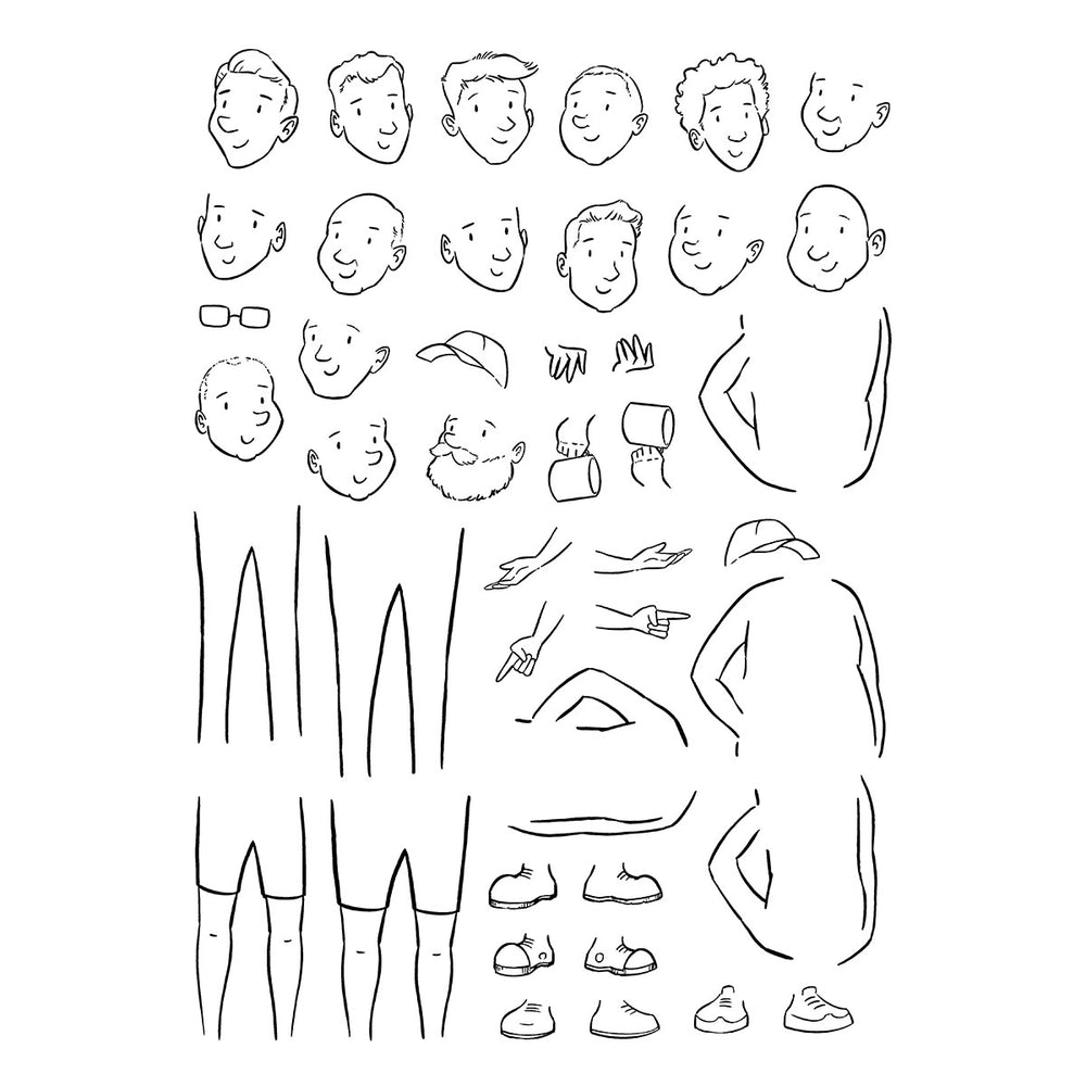 Illustrated Man Clear Stamp Set by Josh Griffiths Studio