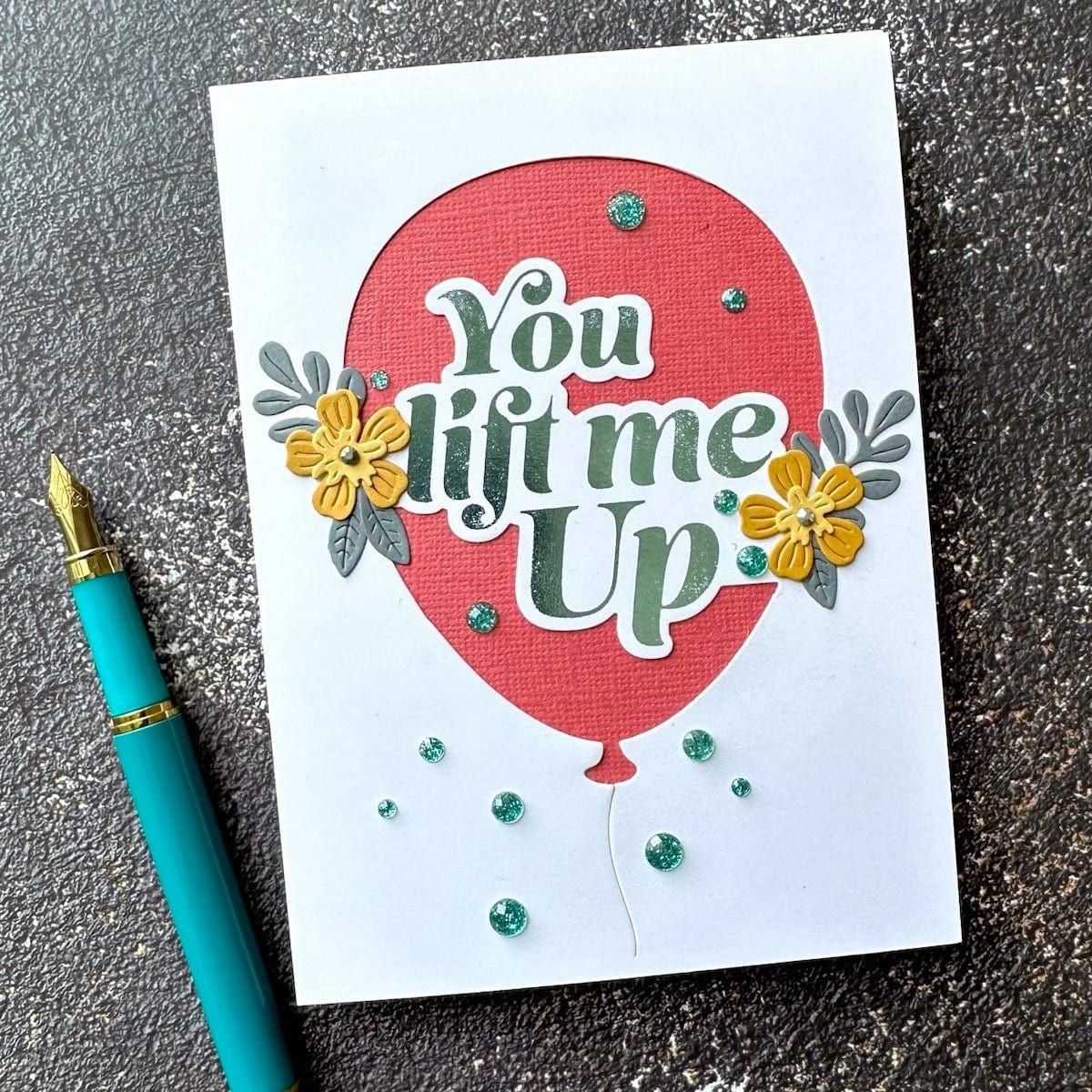 Balloon Greeting Sentiments Glimmer Hot Foil Plate Set - Coordinates with Glimmer Club