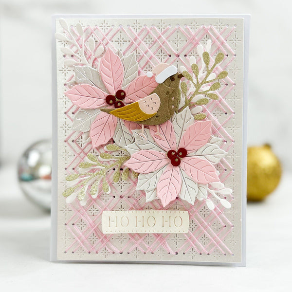 Christmas Bird Poinsettia Etched Dies