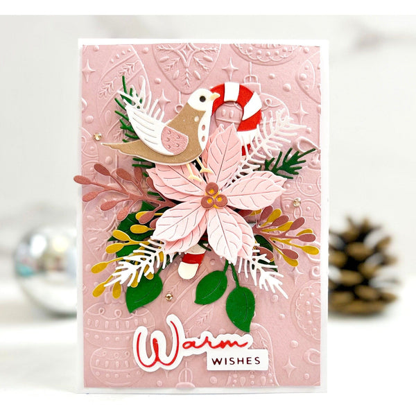 Christmas Bird Poinsettia Etched Dies