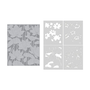 Lotus Field LetterPress + Foil Plate & Stencil Bundle