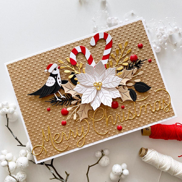Christmas Bird Poinsettia Etched Dies