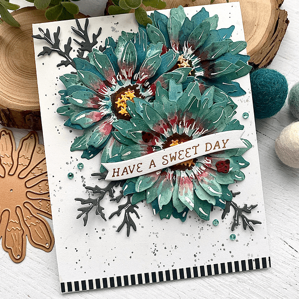 Painted Daisy and Ladybugs Etched Dies by Susan Tierney-Cockburn