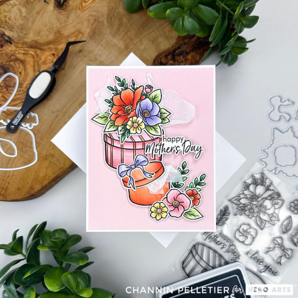 Hatbox Blooms - March 2025 Clear Stamp Set + Dies of the Month