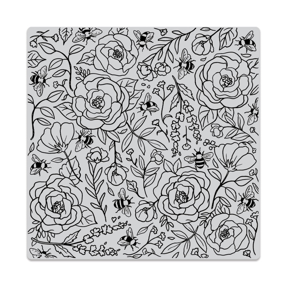 Flowers & Bees Bold Prints Cling Stamp