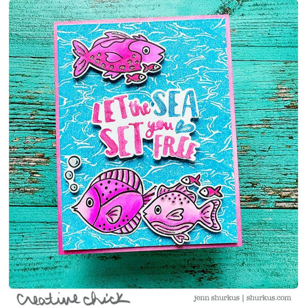Aqua Texture Bold Prints Cling Stamp